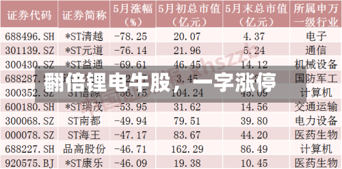 翻倍锂电牛股	，一字涨停-第2张图片