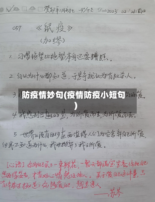 防疫情妙句(疫情防疫小短句)